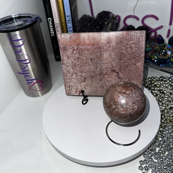 Picture Jasper Accessories - Pink Picture Jasper Slab & Sphere Set - PINKPJSLBSPHSET-001